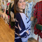 “Snuggle Me” Periwinkle Two-Tone Stripe Sweater