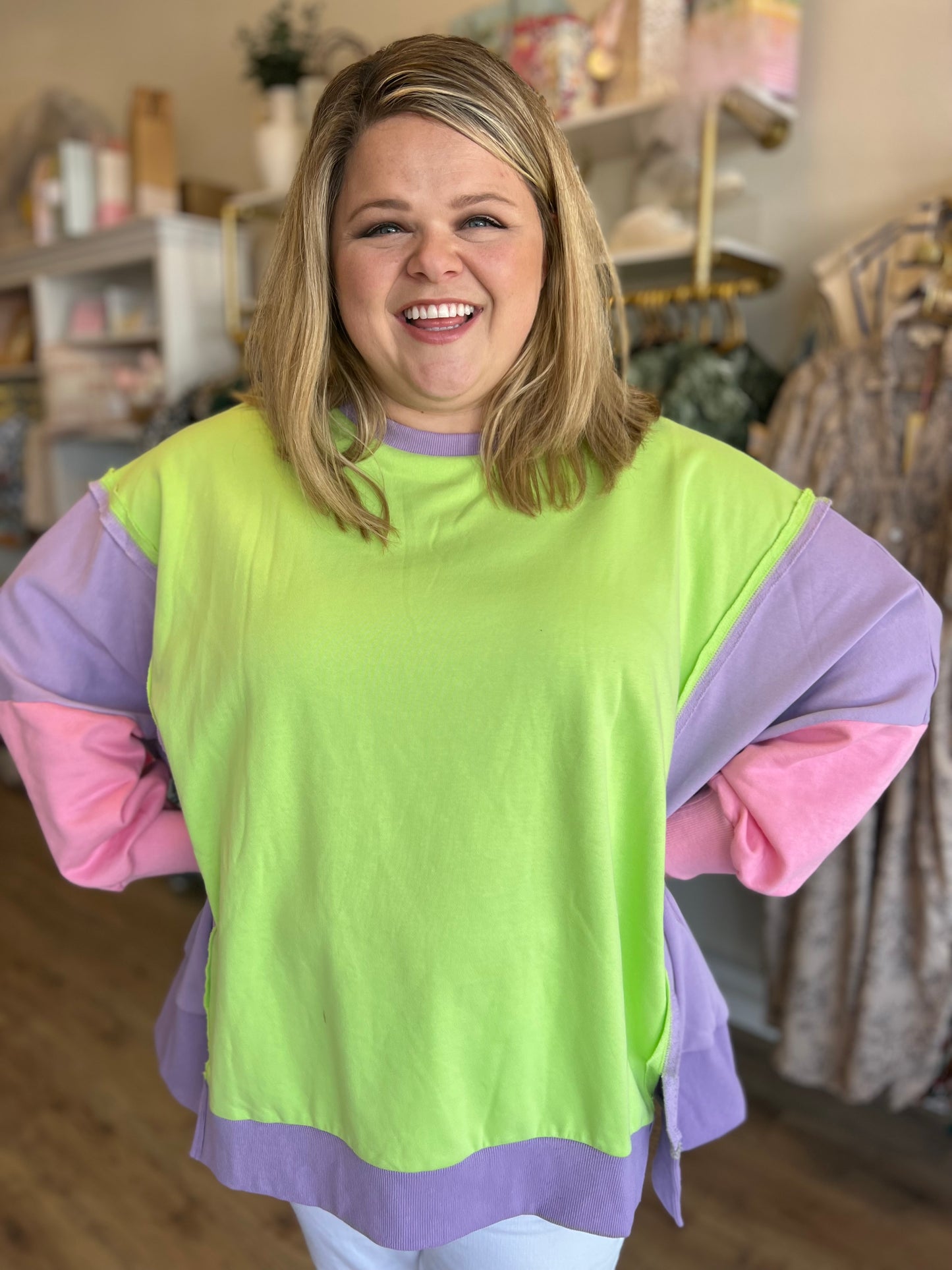 "Sherbet Swirl" Plus Size Neon Sweatshirt