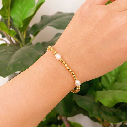 Golden Bauble Pearl Bracelets