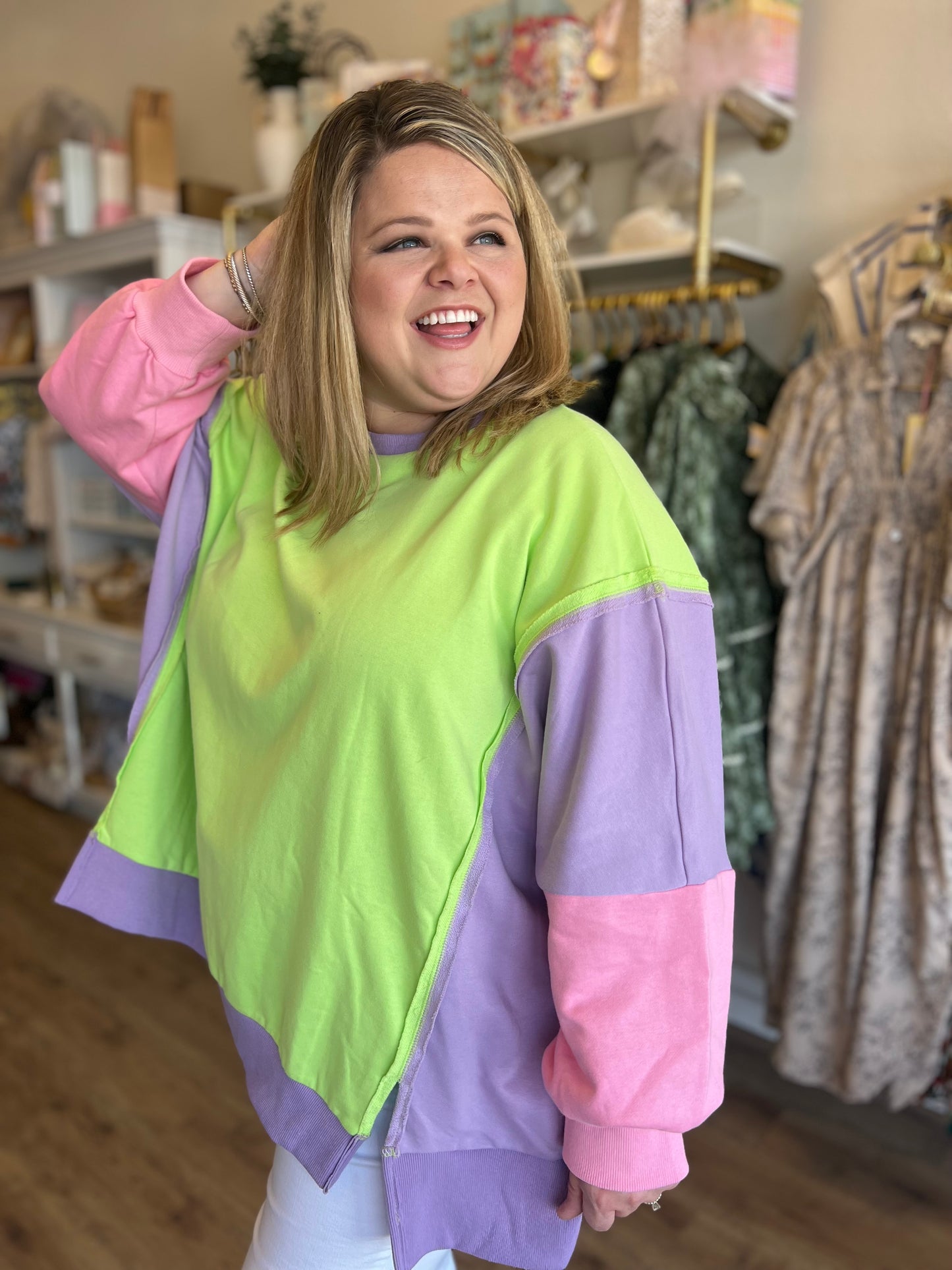 "Sherbet Swirl" Plus Size Neon Sweatshirt