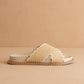 Double Strap Scallop Raffia Slide