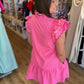 "Pink Perfection" Scalloped Neck Flutter Sleeve Dress