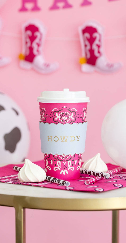 "Howdy" Cowgirl Pink Bandana To Go Cups