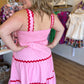 "Cherry On Top" Curvy Pink & Red Ric Rac Midi Dress