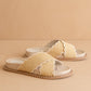 Double Strap Scallop Raffia Slide