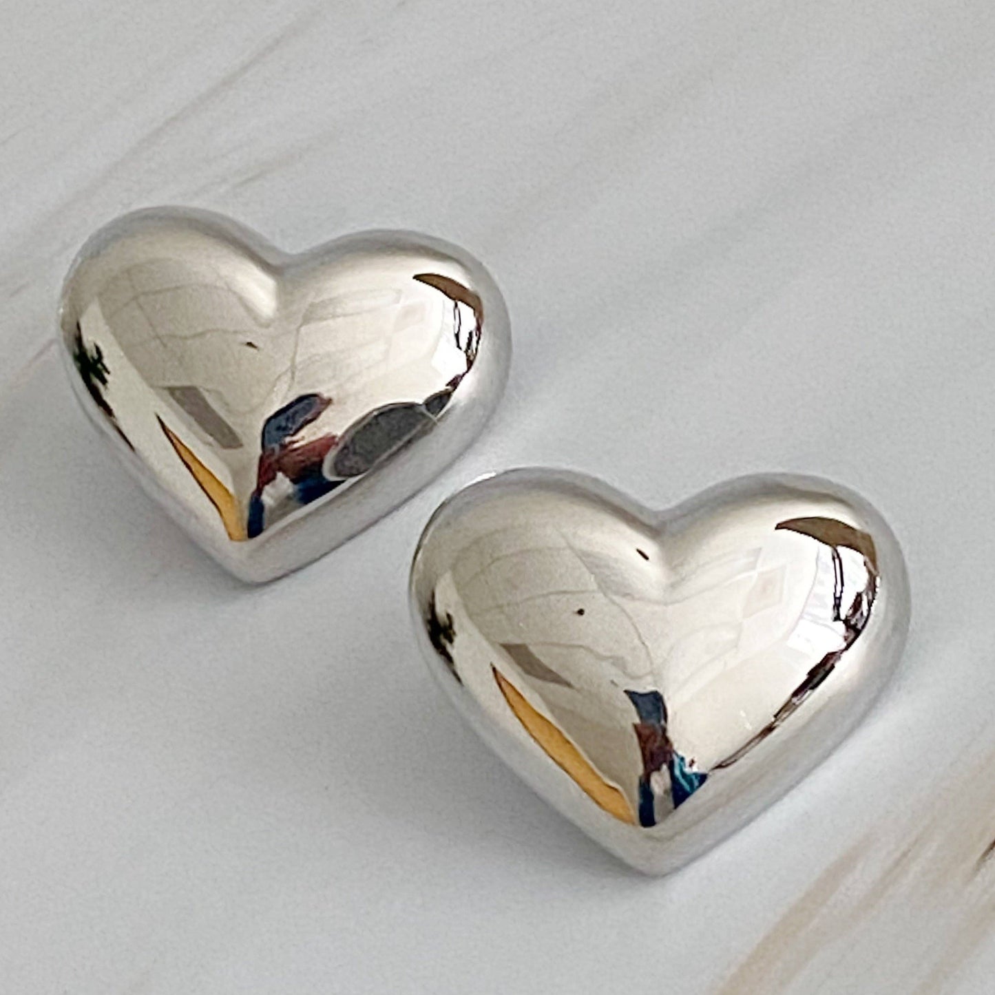 Polished Heart Stud Earrings