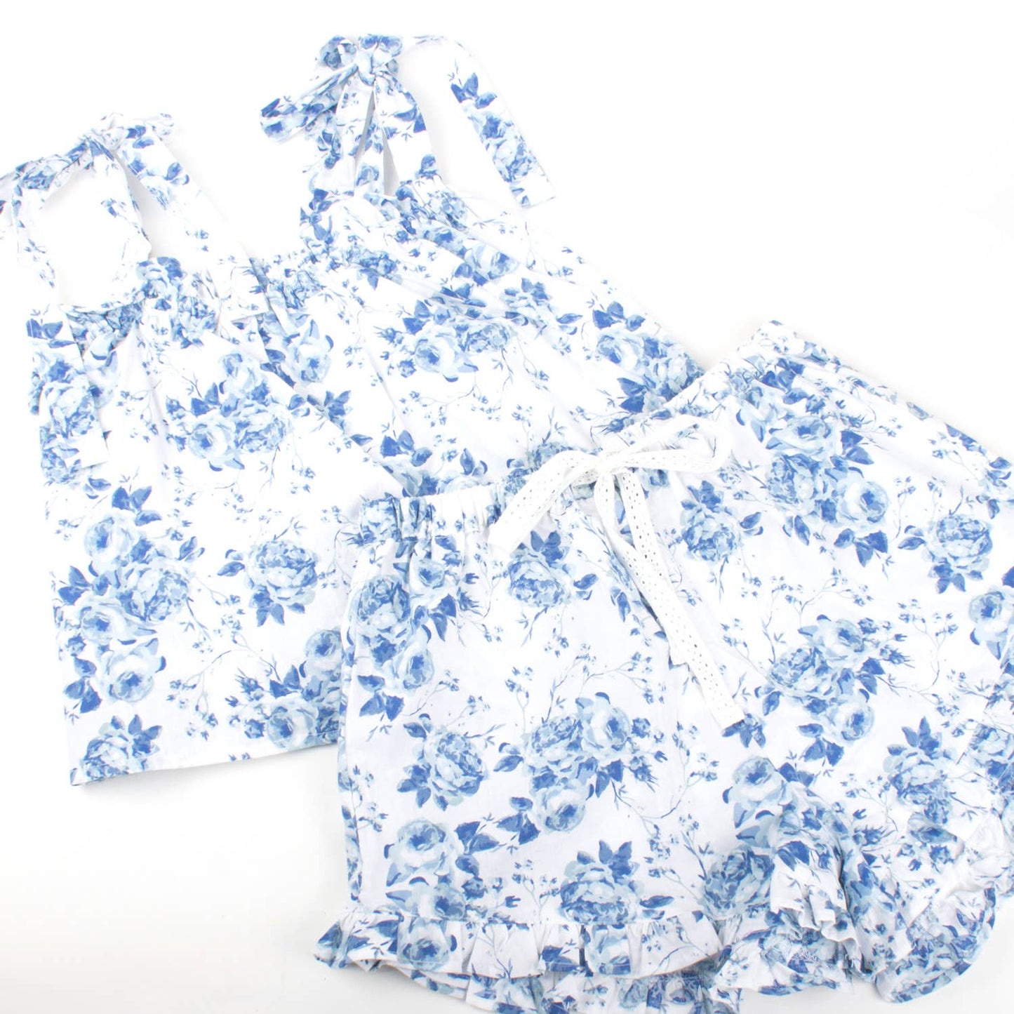 Blue Rose Tie Top Sleep Set