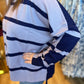 “Snuggle Me” Periwinkle Two-Tone Stripe Sweater