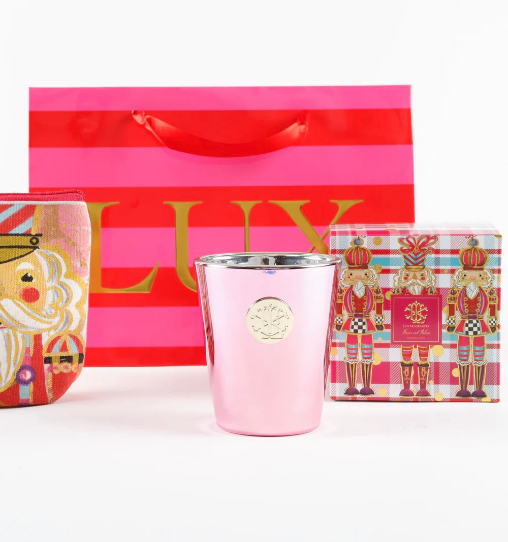 "Berries & Basalm" Pink Nutcracker Boxed Candle