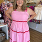 "Cherry On Top" Curvy Pink & Red Ric Rac Midi Dress