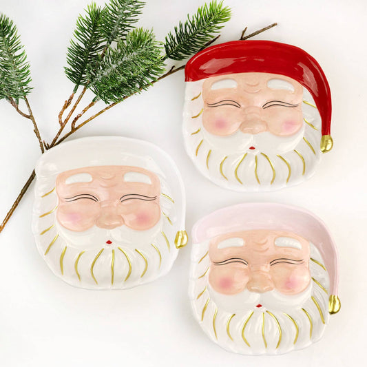 Red Santa Dessert Plate