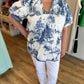 "Days of Yore" Curvy Blue Toile Top