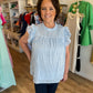 "Somewhere Beyond the Sea" Plus-Size Light Blue Seersucker Top