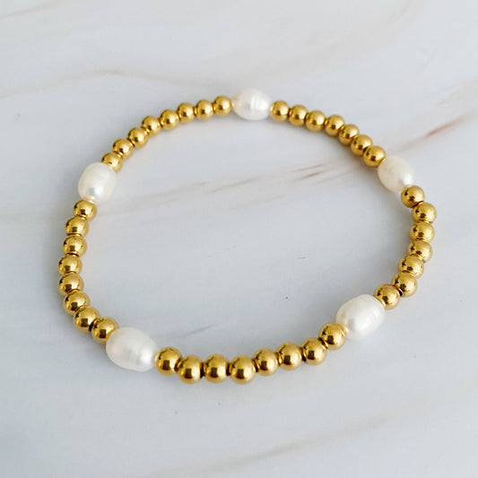 Golden Bauble Pearl Bracelets