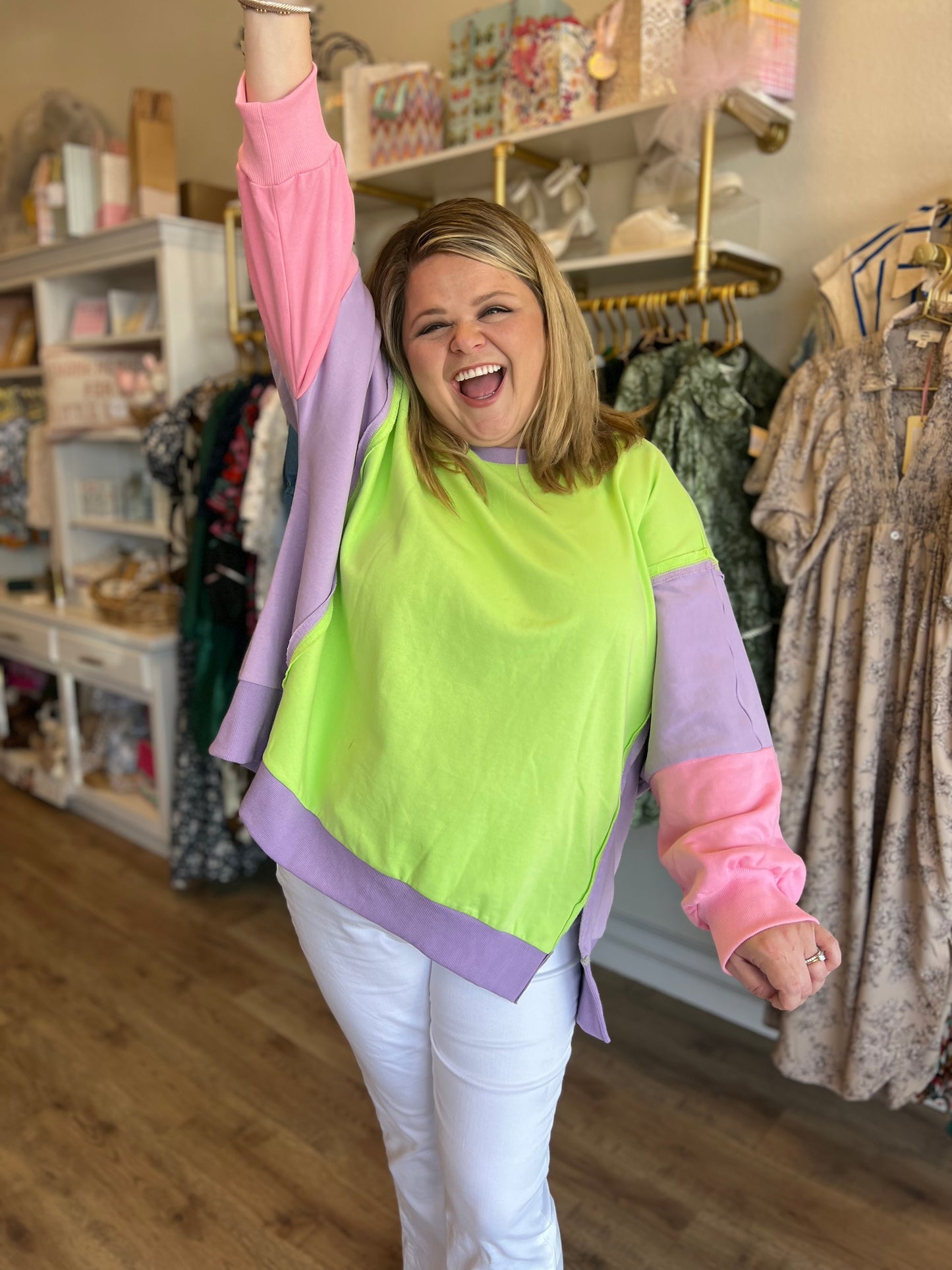 "Sherbet Swirl" Plus Size Neon Sweatshirt