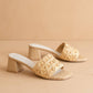 Natural Woven Raffia Block Heel