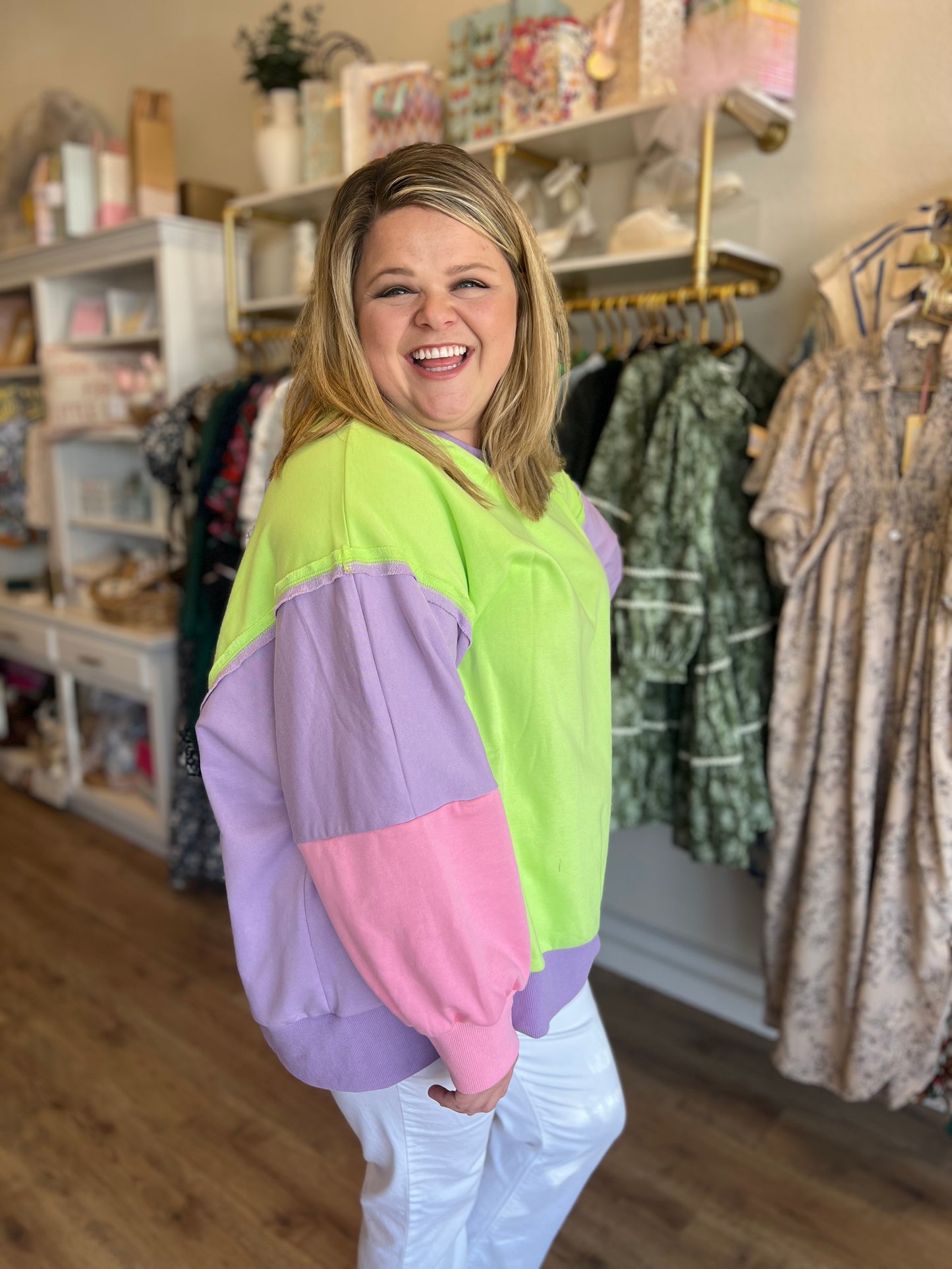 "Sherbet Swirl" Plus Size Neon Sweatshirt