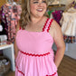 "Cherry On Top" Curvy Pink & Red Ric Rac Midi Dress