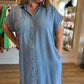 "Dog Days of Summer" Curvy Denim Button Up Dress