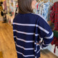 “Snuggle Me” Periwinkle Two-Tone Stripe Sweater