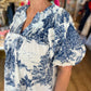 "Days of Yore" Curvy Blue Toile Top