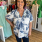 "Days of Yore" Curvy Blue Toile Top