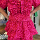 "Dainty Daffodils" Red & Pink Smocked Ruffle Dress