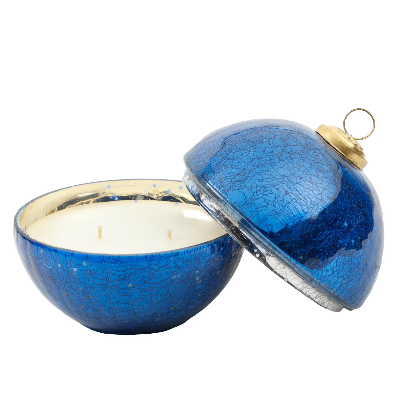 "Della Robbia" Royal Blue Glass Ornament Candle