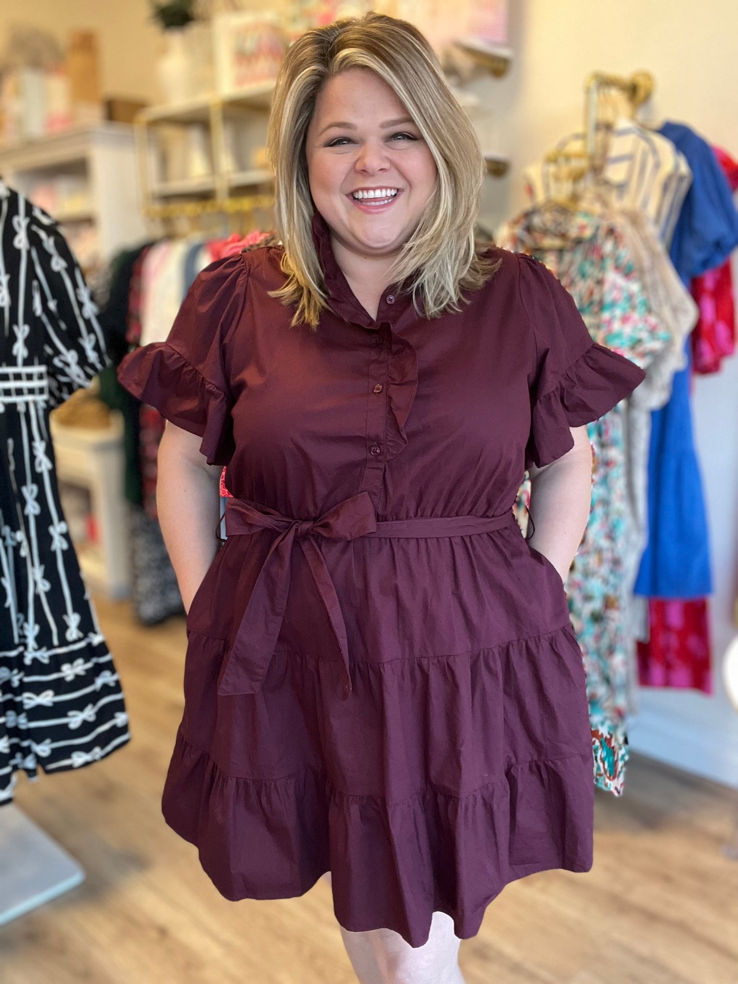 "Love the Wine You're With" Plus Size Merlot Dress