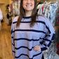 “Snuggle Me” Periwinkle Two-Tone Stripe Sweater