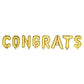 "Congrats"' Gold Foil Balloon Banner