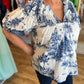 "Days of Yore" Curvy Blue Toile Top