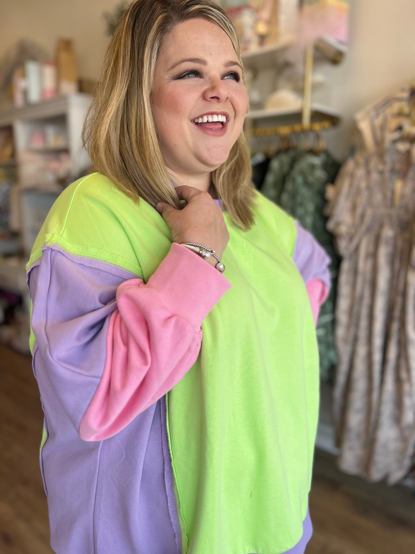 "Sherbet Swirl" Plus Size Neon Sweatshirt