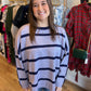 “Snuggle Me” Periwinkle Two-Tone Stripe Sweater