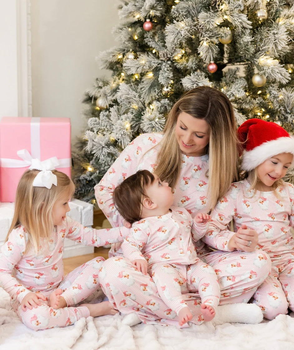 Mommy & Me Vintage Santa Pink Pajamas