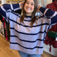 “Snuggle Me” Periwinkle Two-Tone Stripe Sweater