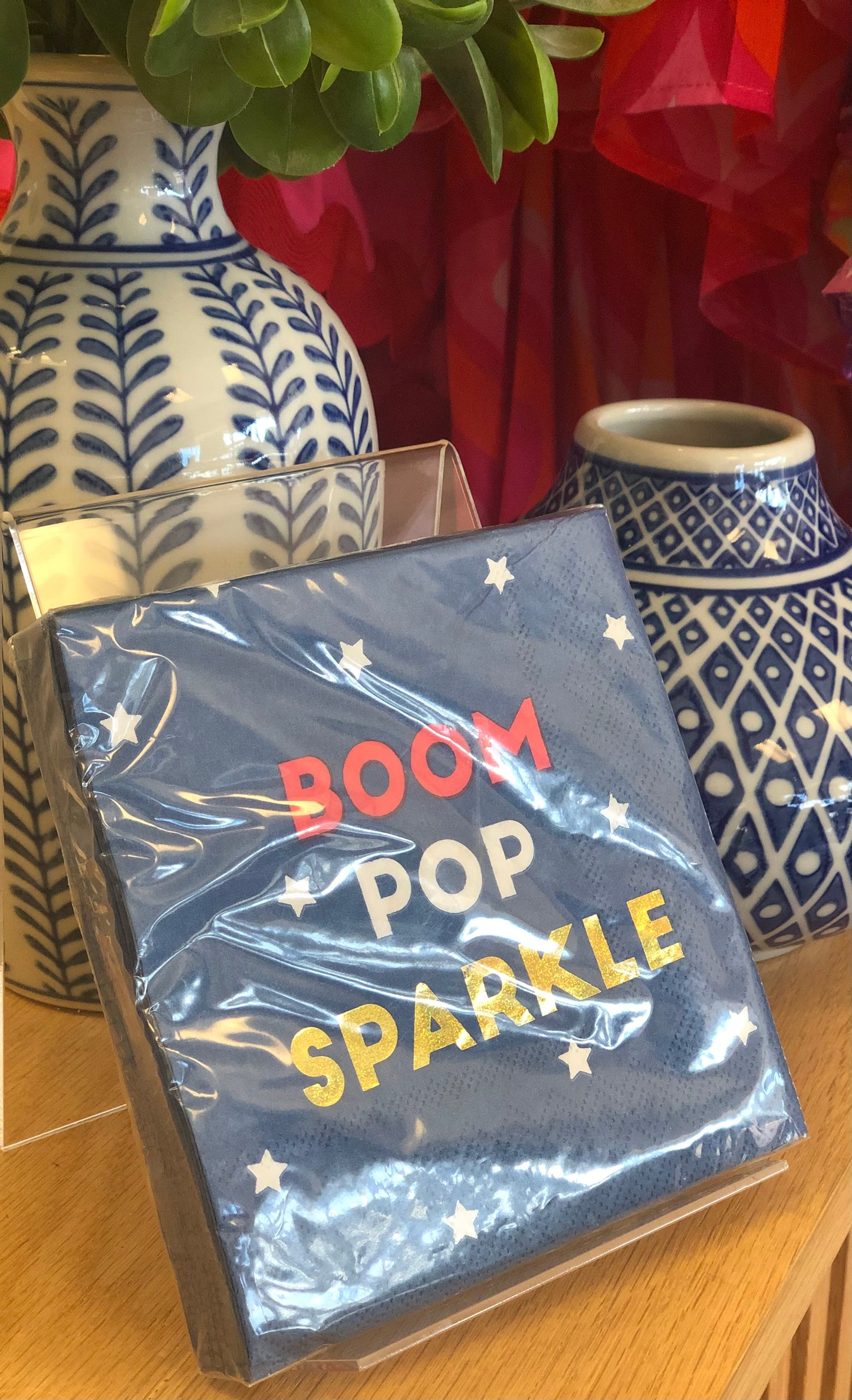 “Boom Pop Sparkle” Patriotic Cocktail/Beverage Paper Napkins - 20 count