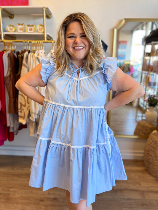 "Amazing Grace" Poplin Tiered Babydoll Dress