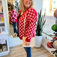 "Checkmate, Cupid" Pink & Red Checkered Sweater