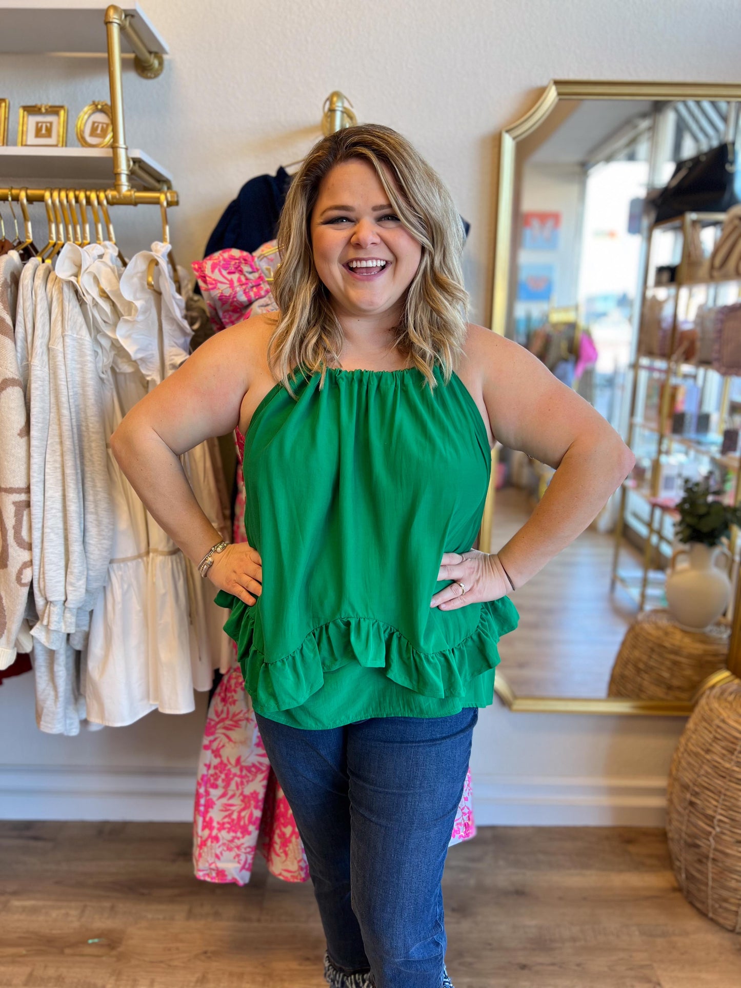 "Feelin' Lucky" Green Halter Top