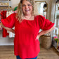 "Hot Tamale" Curvy Red Square Neck Top