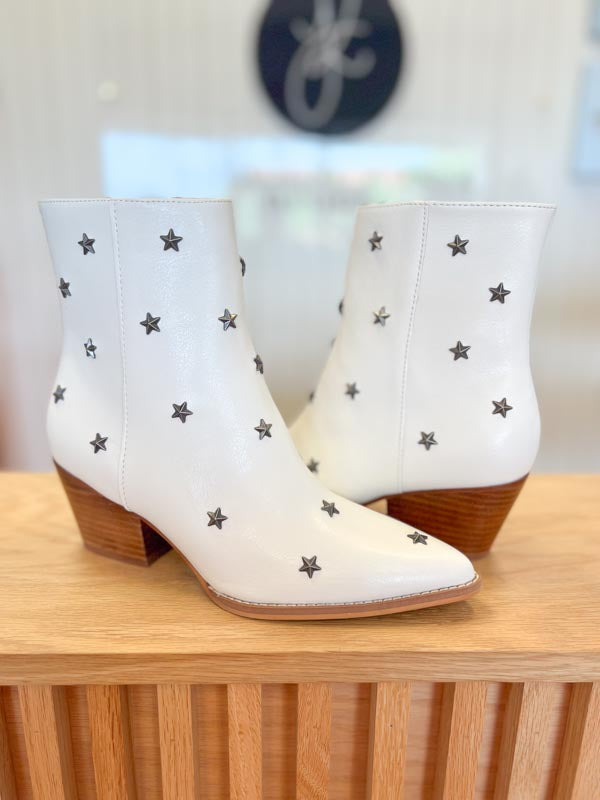 The Ivanna White | Metal Star Studded Boot