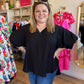 "Chic + Sleek" Curvy Black V-Neck Top