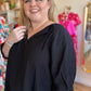 "Chic + Sleek" Curvy Black V-Neck Top