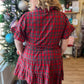 "City Sidewalks" Tartan Ruffle Mini Dress