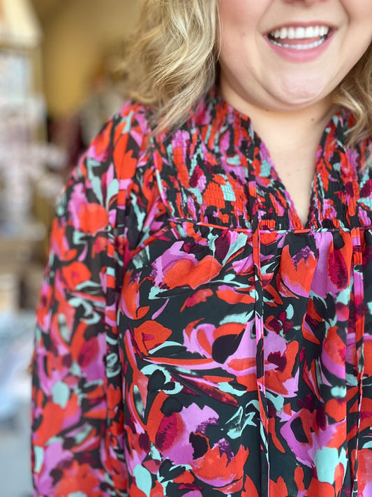 "Darling Details" Plus Size Floral Blouse