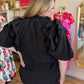 "Falling For You" Black Ruffle Sleeve Top