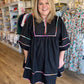 "Hey there, Pumpkin" Plus-Size Black Contrast Trim Dress