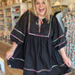 "Hey there, Pumpkin" Plus-Size Black Contrast Trim Dress