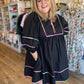 "Hey there, Pumpkin" Plus-Size Black Contrast Trim Dress